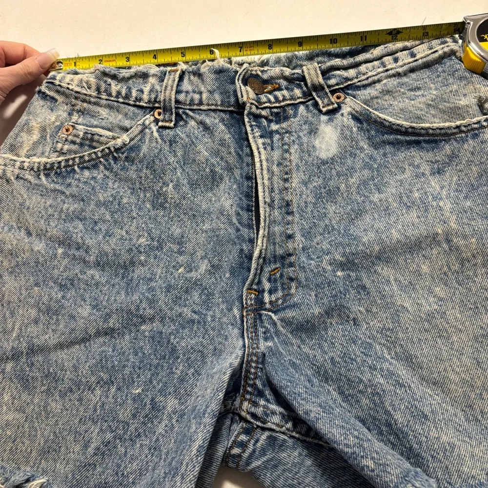 RARE VINTAGE LEVI'S ORANGE TAB Acid Wash High Rise Cutoff Denim Jean Shorts - Picture 11 of 15